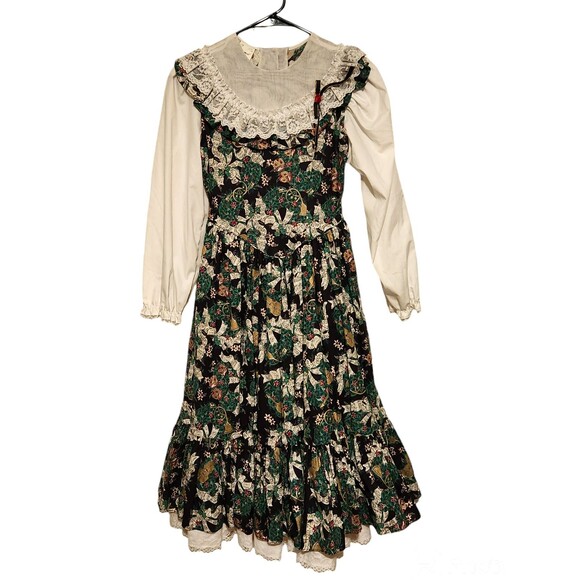 Mini World Dress Christmas Music Print Petticoat Lace Girls 14 Made in USA - Picture 1 of 9